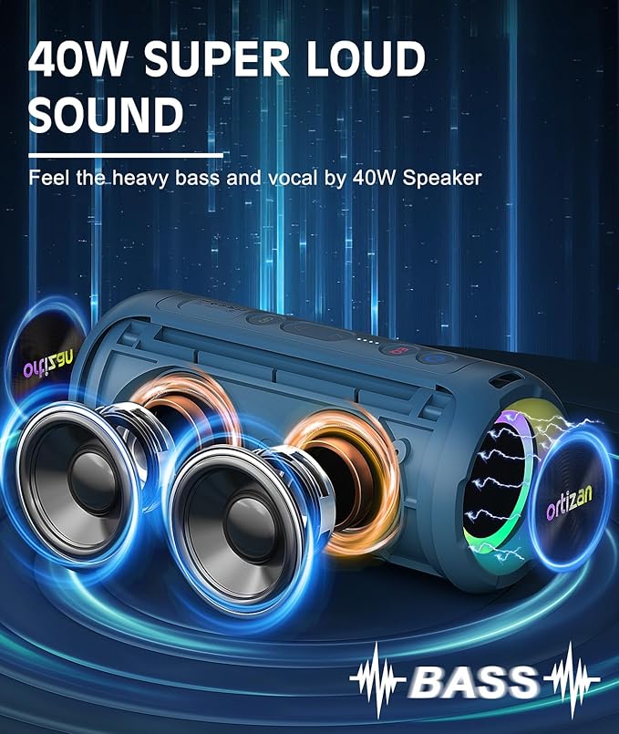Ortizan Bluetooth Speaker, IPX7 Waterproof, Portable Speakers - Image 2