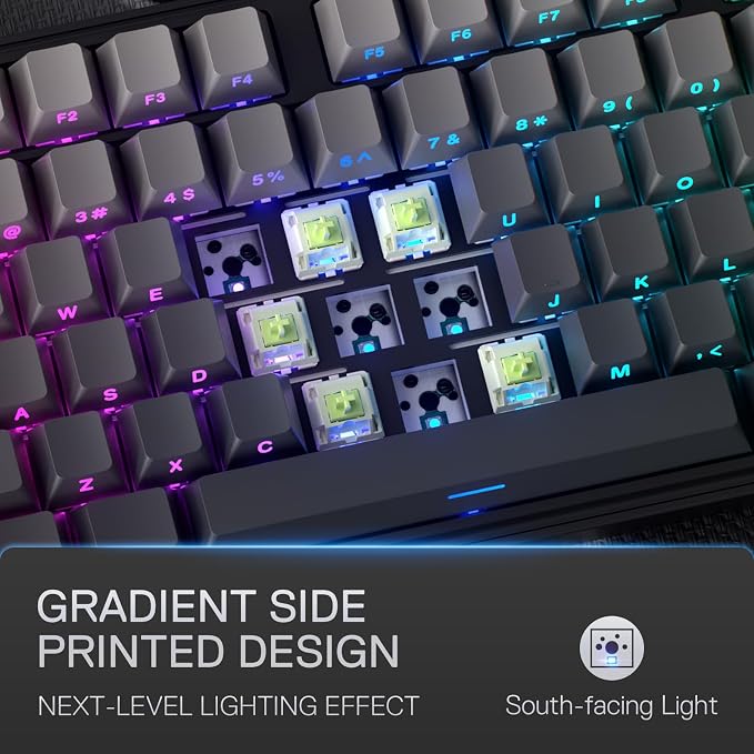 Redragon K707 PRO GB 80% Gasket RGB Gaming Keyboard, 3-Modes Wireless TKL - Image 6