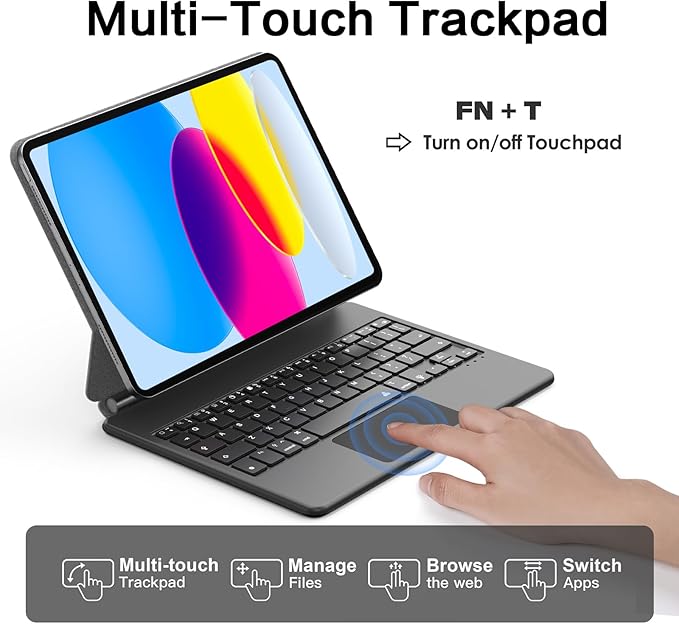 Magic Keyboard Case for iPad 11th/10th Generation 2022, Magnetic Stand - Image 3