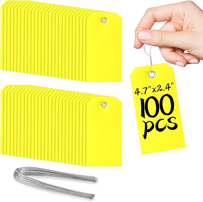 100Pcs Shipping Tags with Wire Ties Plastic Hang Tags by XUWAIDSGN
