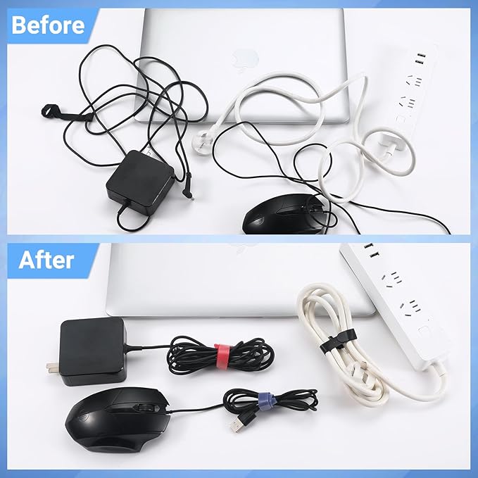 200 PCS Cable Ties Reusable 4+6+8inch Multi-Colour Cord Organizer - Image 5