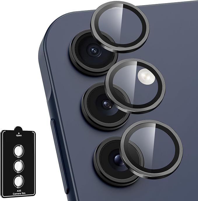 for Samsung Galaxy A35 5G Camera Lens Protector, Individual Metal Ring Tempered by Btscase