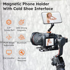VRIG MG-28 Magnetic Phone Tripod Mount, 1/4" Thread Cold Shoe 360° Rotation - Image 2