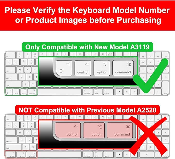 Allinside White Keyboard Cover for 2024 Mac Magic Keyboard - Image 2