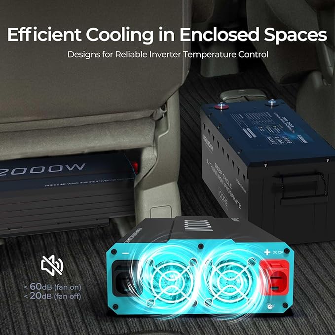 Renogy Inverter P2 2000 watt Pure Sine Wave Inverter, Solar Car Power Inverter - Image 4