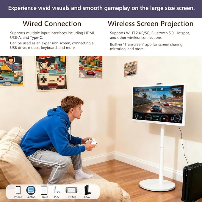 OFD 32 Inch Portable Smart TV FHD 1080P IPS Touchscreen, Running Android 15 OS - Image 8