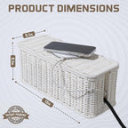 Cable Management Box, Handmade Rattan Cable Organizer, 2 Open Slots Cords Hider - Image 2