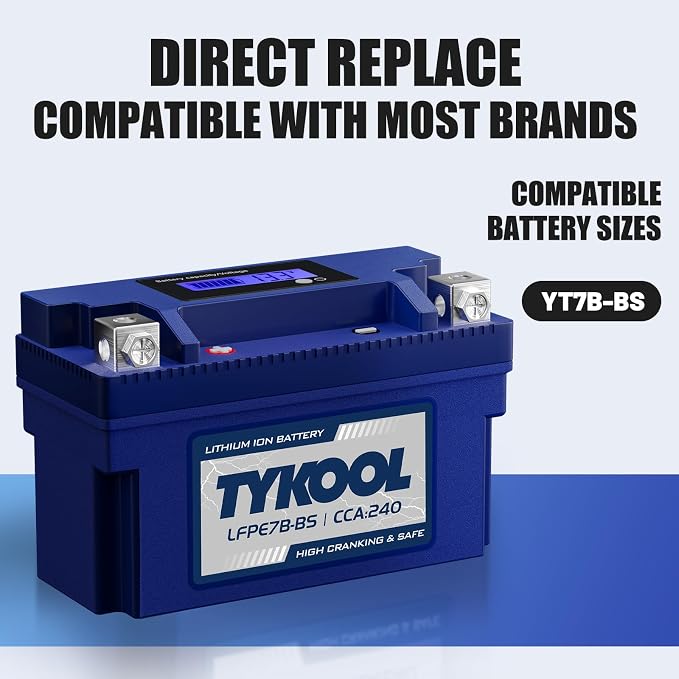 YT7B-BS 12V 4Ah 240CCA LiFePO4 Motorcycle Battery, Built in BMS, - Image 7