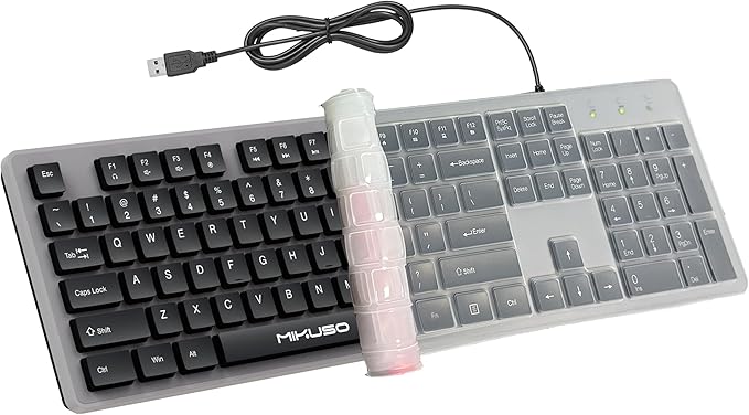 Wired Computers Keyboard with Cover Comfortable Hand Feel, Laser Engraved by Unknown