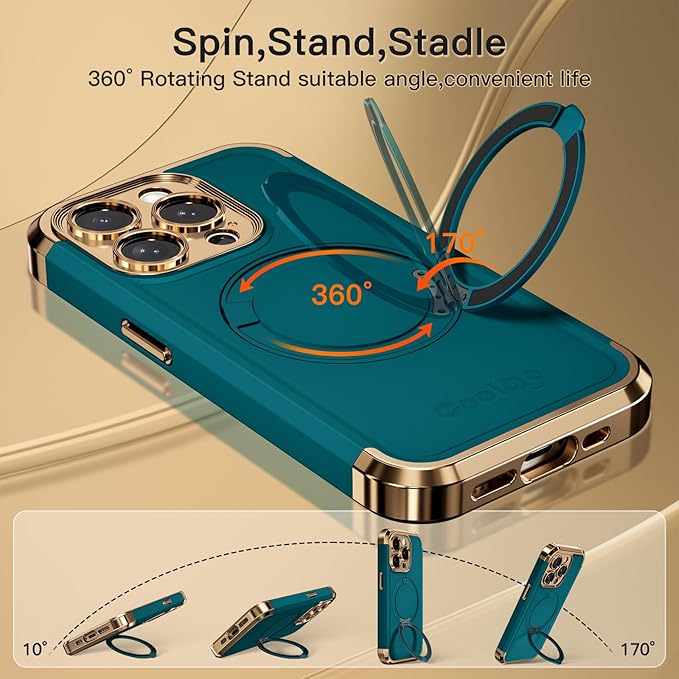 COOLQO for iPhone 14 Pro Case 6.1'' Upgraded 360° Spin Magnetic Stand - Image 3