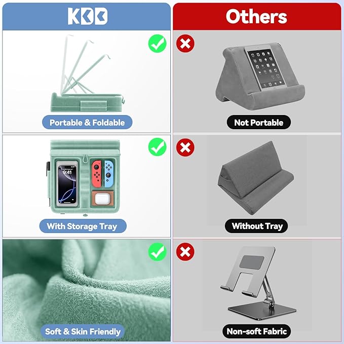 KDD Tablet Pillow Stand with Storage, Foldable iPad Holder - Image 5