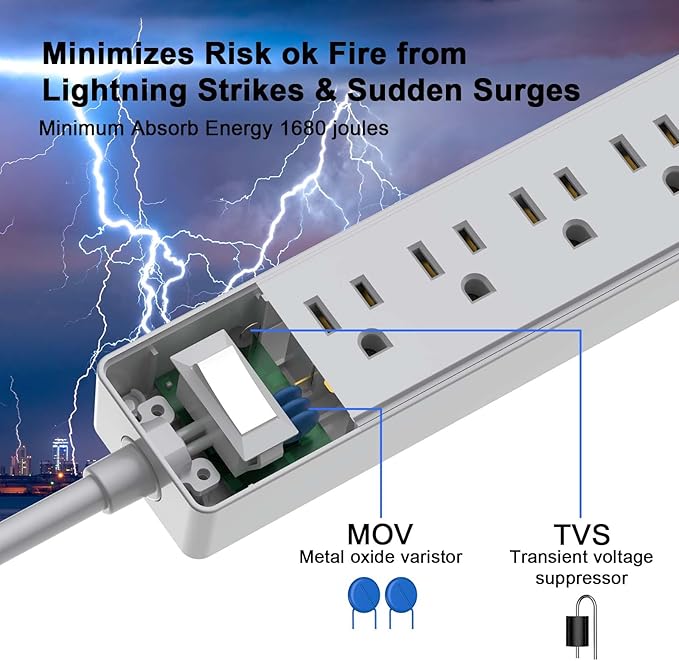 10Ft Power Strip Surge Protector - Image 5
