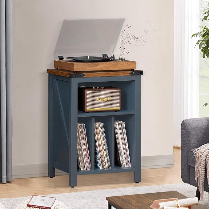 Record Player Stand with Vinyl Record Storage Holds up to 160 Albums, Large - Image 2