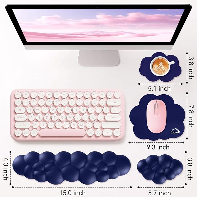 Cloud Wrist Rest for Computer Keyboard, 4-in-1 Memory Foam Leather Cloud - Image 3