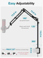 InnoGear Desk Mic Stand, 360° Rotatable Overhead Mic Boom Arm Microphone Stands - Image 5