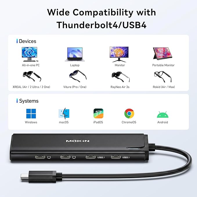 USB C to USB C Hub Dual Monitor, USBC Splitter - Image 8