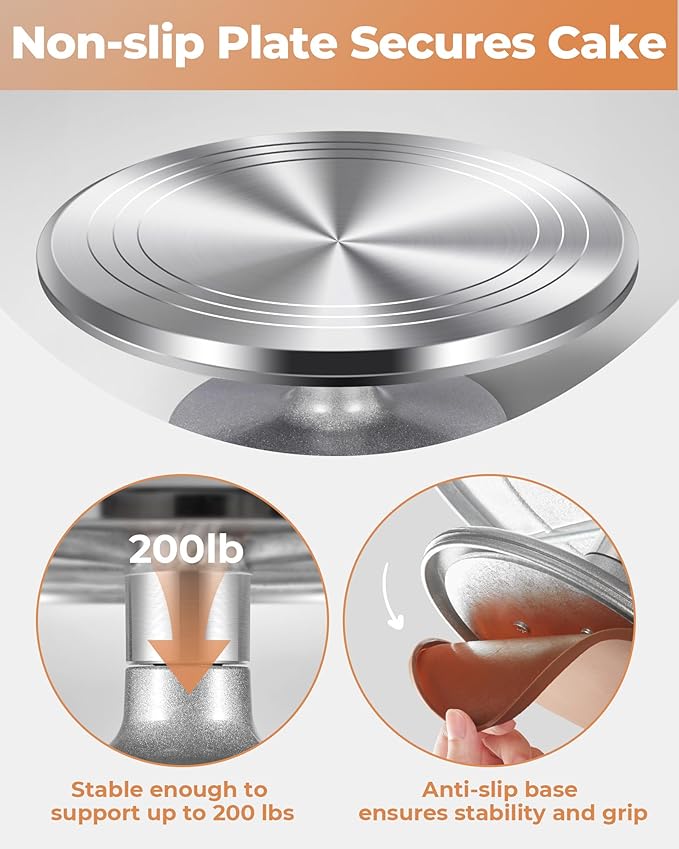 Kootek Aluminium Alloy Revolving Cake Stand 12 Inch Rotating Cake Turntable - Image 5