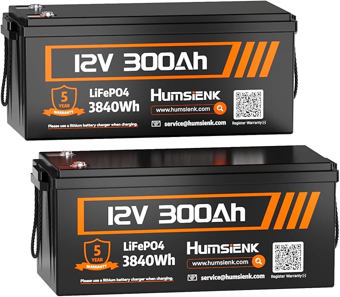 Bluetooth 12V 300Ah Battery LiFePO4 Lithium Built-in 100A BMS, 15000 Deep by HumsiENK