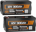Bluetooth 12V 300Ah Battery LiFePO4 Lithium Built-in 100A BMS, 15000 Deep by HumsiENK