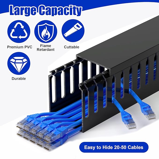 99in Professional Server Rack Cable Management Raceway, H2.4in x W2in Large - Image 4