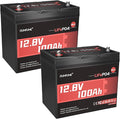 2 Pack 12V 100Ah Mini LiFePO4 Battery, Built-in 100A BMS, 1280Wh Deep Cycle by Dumfume