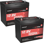 2 Pack 12V 100Ah Mini LiFePO4 Battery, Built-in 100A BMS, 1280Wh Deep Cycle by Dumfume
