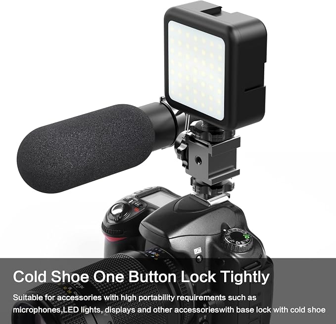 Triple Cold Shoe Mount Cold Shoe Adapter, 360 Degree Swivel Aluminum Camera Hot - Image 4