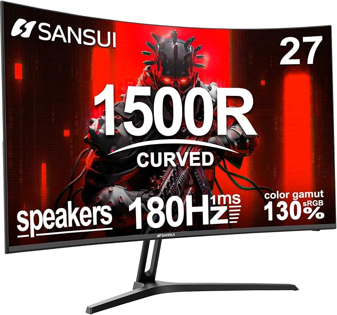SANSUI 27 Inch Curved Gaming Monitor 180Hz 1ms by SANSUI