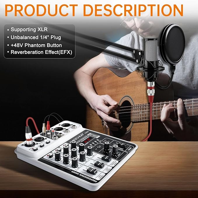 Professional 4-Channel DJ Audio Mixer, Podcasting, Live Streaming & Home - Image 6