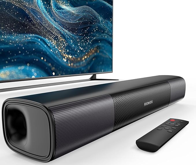 Sound Bar for Smart TV, Bass Boost and Crisp Vocals, Optical/AUX/Wall Mount by RIOWOIS