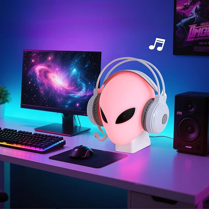 RGB Headphone Stand with Music Rhythm Light, 8-Color LED Gaming Headset Holder - Image 8