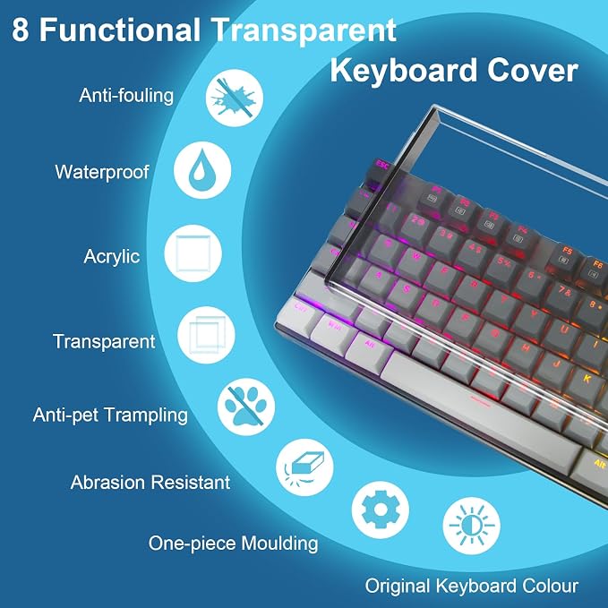 Redragon K556 Desing Wish Keyboard Cover, Water Resistant Half-Covered Acrylic - Image 4