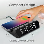 iHome Wireless Charger with Alarm Clock, Compact Digital Alarm Clock - Image 5