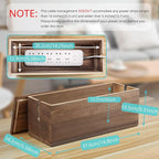 Large Cable Management Box, Burnt Wood Cord Organizer Box - Image 2