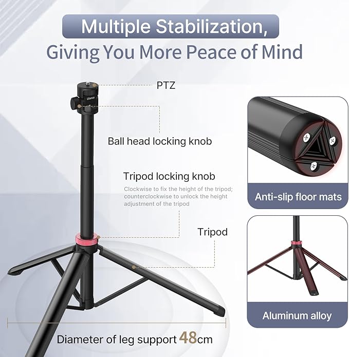 ULANZI MT-79 Extendable Tripod Aluminum, 360° Ball Head Camera Phone Tripod - Image 5