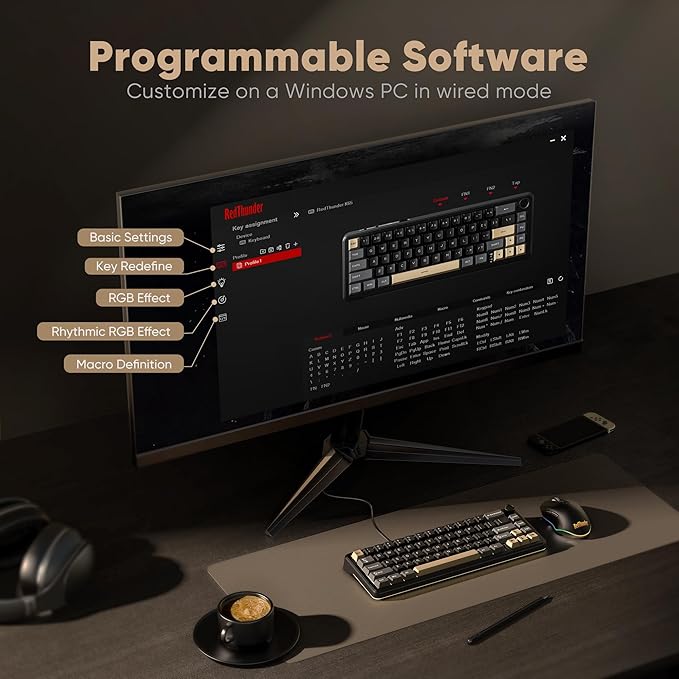 RedThunder K65 Wireless Mechanical Keyboard, CNC Knob, Tri-Mode - Image 7