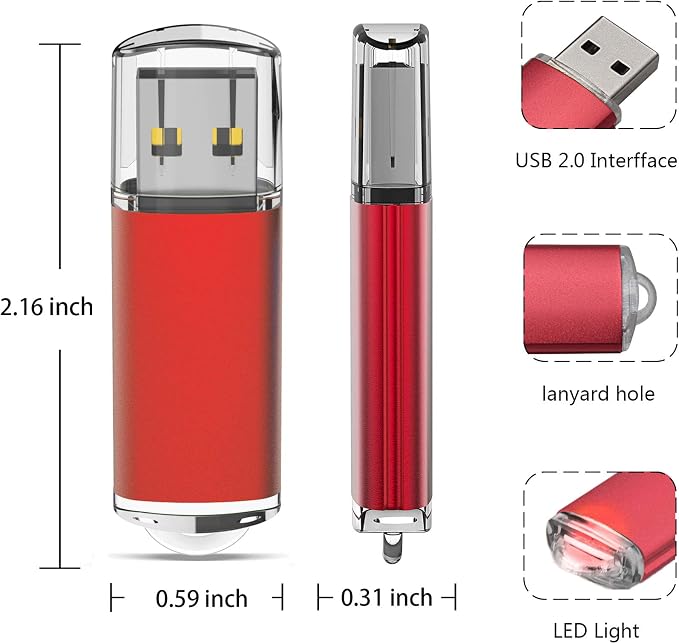 TOPESEL 5 Pack 2GB USB 2.0 Flash Drive Memory Stick Thumb Drives - Image 6