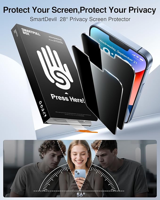 SMARTDEVIL 2 Pack for iPhone 14/ iPhone 13/ iPhone 13 Pro Privacy Screen - Image 2
