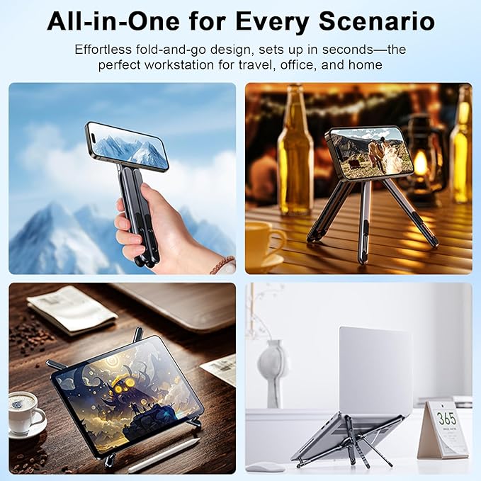 Foldable Laptop Stand for Desk, All-in-One Portable Holder for Laptop, Phone & - Image 3