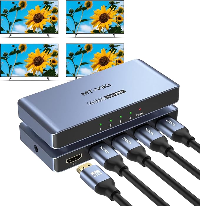 MT-VIKI 2.0 HDMI Splitter, 4K@60Hz HDMI Duplicator/Distributor HDR Support EDID by MT-VIKI