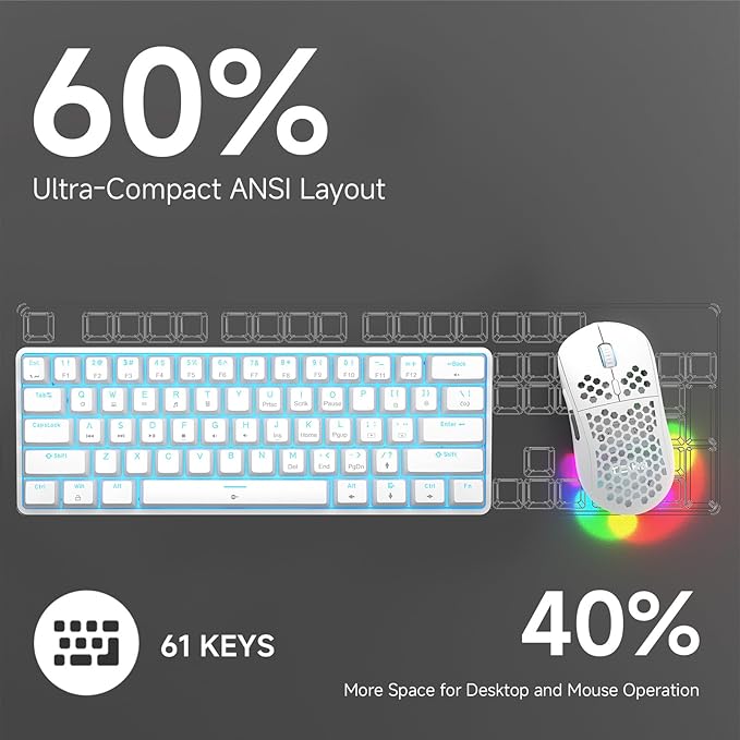 TMKB 60% Mechanical Gaming Keyboard, LED Backlight, Anti-Ghosting, Detachable - Image 6