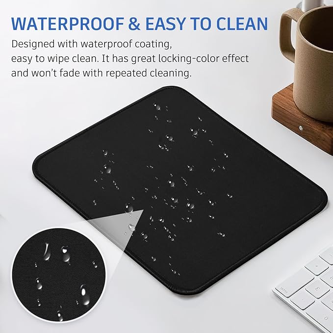 Black Mouse Pad, Nice and Cute Mouse Pad, Splash-Proof Textured 10.2 x 8.2Inch - Image 6