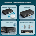 YuanLey 6 Port 2.5G PoE Switch Unmanaged, 4 x 2.5G Base-T PoE Ports, 2 x 10G SFP - Image 6