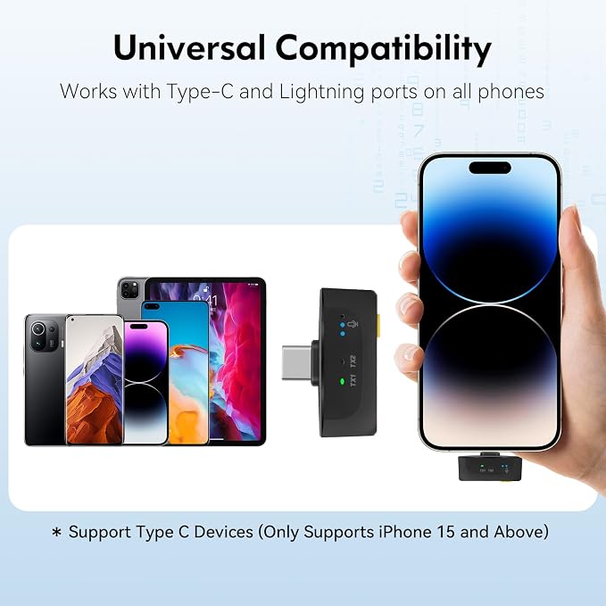Wireless Lavalier Microphone for iPhone/Android, Lapel Mics - Image 7