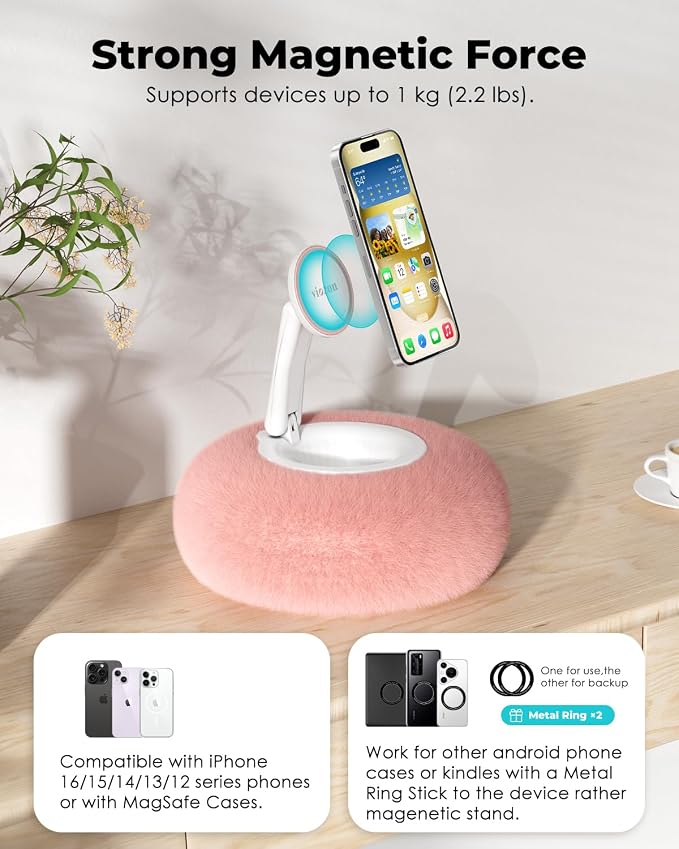 Viozon Phone Holder for Bed, Magnetic Pillow Stand, Compatible - Image 5