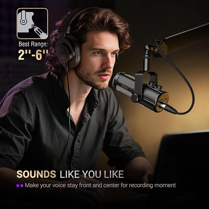 FIFINE Podcast Microphone, USB/XLR Vocal Dynamic Microphone - Image 7