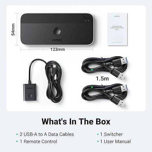 UGREEN USB 3.0 Switch 2 Computers Sharing USB C & A Devices, 4 Port USB - Image 8