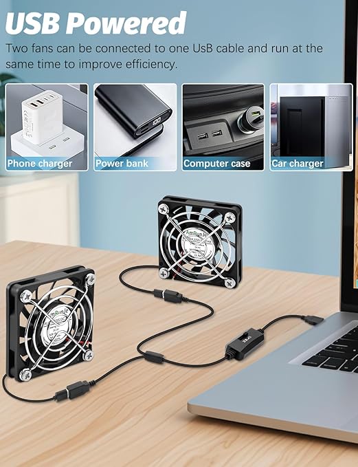 2 Packs USB Cooling Fan 60mm x 15mm 5V Brushless DC Fans Variable Speed - Image 5