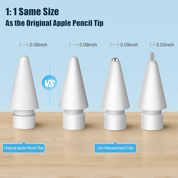 Upgraded Replacement Tips for Apple Pencil Pro/1st Gen/2nd Gen/USB-C, Metal Pen - Image 6