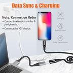 AGVEE 2 Pack 6.6ft Lightning Extension Cable, Braided Female to Male Extender - Image 3